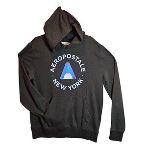 Aeropostale New York spell out Black Pullover Hoodie Men's L Casual retro grunge